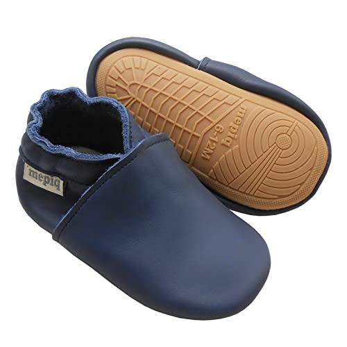 Krabbelschuhe Baby Lauflernschuhe lederpatschen Jungen Mädchen Weicher Leder Kleinkind Rutschfeste Lederschuhe Blau 18-24 Monate von mepiq