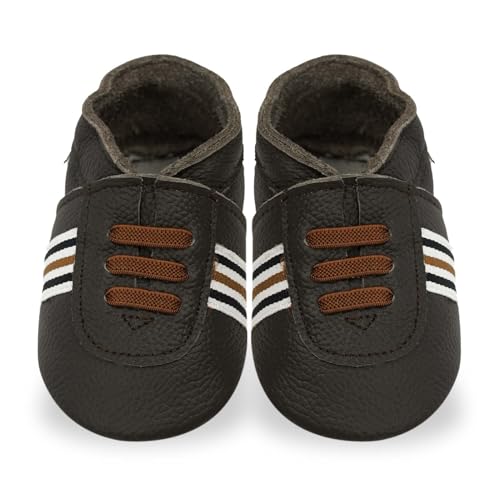 Krabbelschuhe Baby Lauflernschuhe lederpatschen Jungen Mädchen Wildleder Weicher Leder Kleinkind Rutschfeste Lederschuhe Braun 18-24 Monate von mepiq