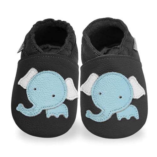 Krabbelschuhe Baby Lauflernschuhe lederpatschen Jungen Mädchen Wildleder Weicher Leder Kleinkind Rutschfeste Lederschuhe Grau, 6-12 Monate von mepiq