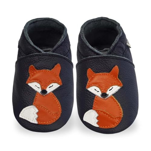Krabbelschuhe Baby Lauflernschuhe lederpatschen Jungen Mädchen Wildleder Weicher Leder Kleinkind Rutschfeste Lederschuhe Marineblau 12-18 Monate von mepiq