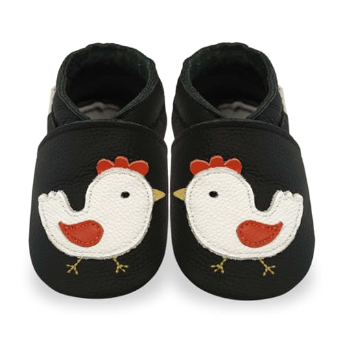 mepiq Krabbelschuhe Baby Lauflernschuhe lederpatschen Jungen Mädchen Wildleder Weicher Leder Kleinkind Rutschfeste Lederschuhe Schwarz, 6-12 Monate von mepiq