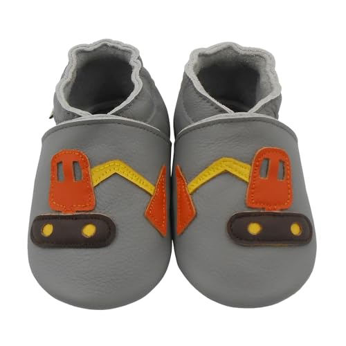 mepiq Krabbelschuhe Baby Lauflernschuhe lederpatschen für Jungen Mädchen, Draußen Weicher Rutschfeste Lederschuhe Kleinkind 0-6 Monate von mepiq