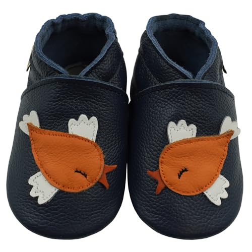 Krabbelschuhe Baby Lauflernschuhe lederpatschen für Jungen Mädchen, Draußen Weicher Rutschfeste Lederschuhe Kleinkind 12-18 Monate von mepiq