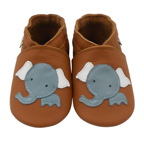 Krabbelschuhe Baby Lauflernschuhe lederpatschen für Jungen Mädchen, Draußen Weicher Rutschfeste Lederschuhe Kleinkind 18-24 Monate von mepiq