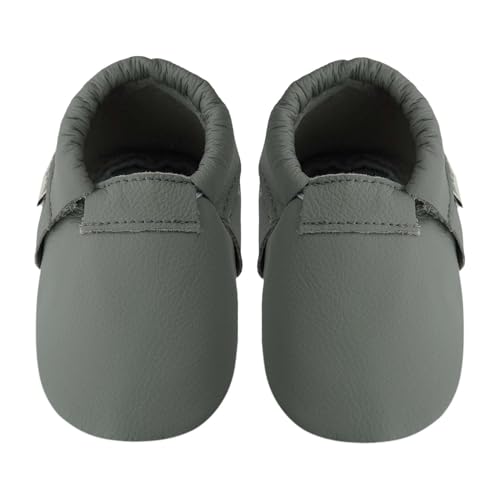 mepiq Leder Lauflernschuhe Krabbelschuhe für Baby Jungen Mädchen Grey,12-18 Monate von mepiq