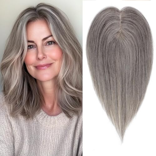 meralona Haarteil für Frauen, Echthaar, 360 Grad, ohne Pony, für feines Haar (P1016), Braun von meralona