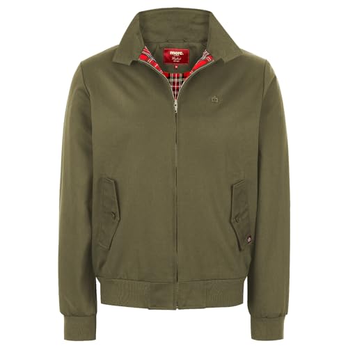 Merc of London Herren Blouson Harrington avec doublure en tartan Jacke, OLIVE, von merc