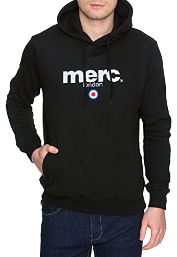 Merc of London Herren Kapuzenpullover PILL, Hooded Sweatshirt, Einfarbig, Schwarz (Black), L von merc