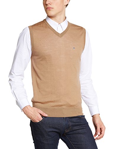 Merc of London Herren Pullunder, Uni, Gr. Small, beige-beige von merc