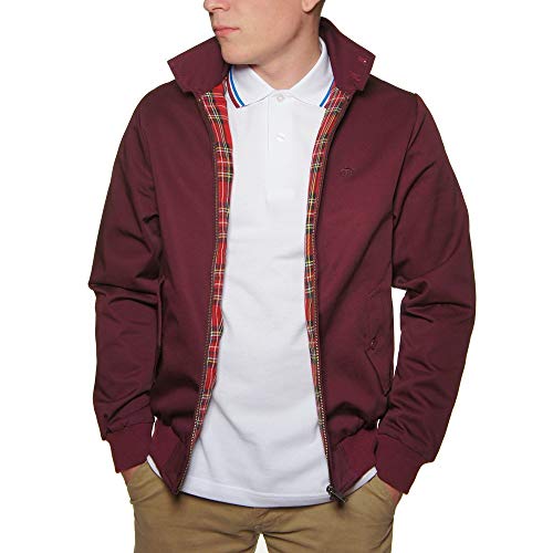 merc London Harrington-Jacke, Weinrot, Vintage-/Retro-Stil Gr. M, burgunderfarben von merc