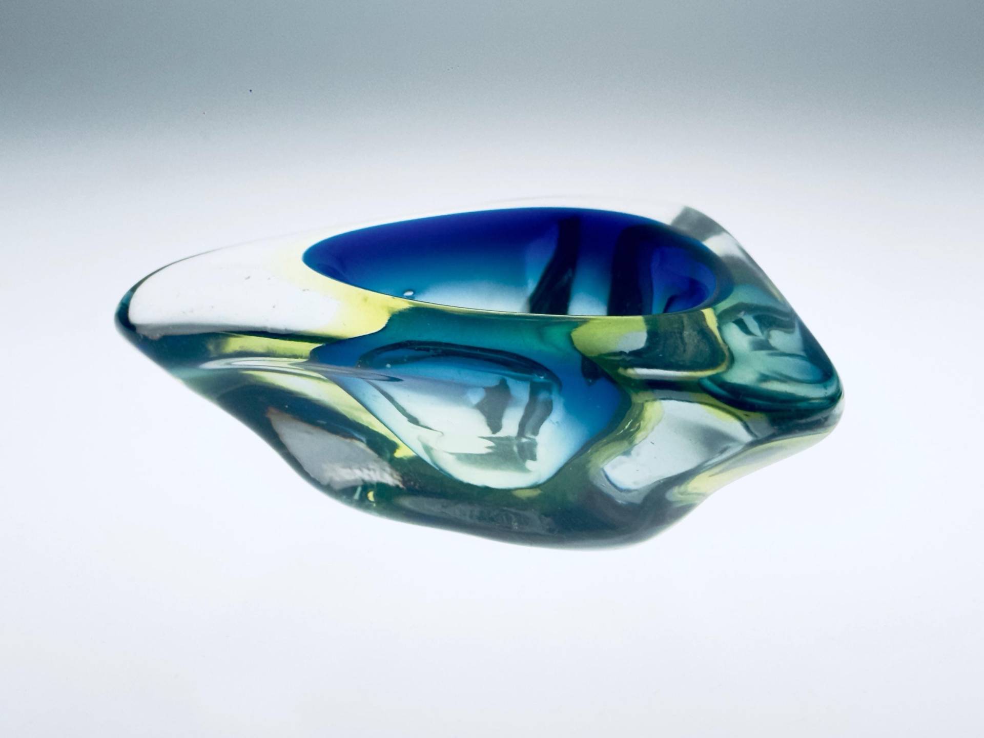 Aschenbecher Flavio Poli Murano Sommerso Italy Modern 1970Er Blau Grün Schale von mercatino900