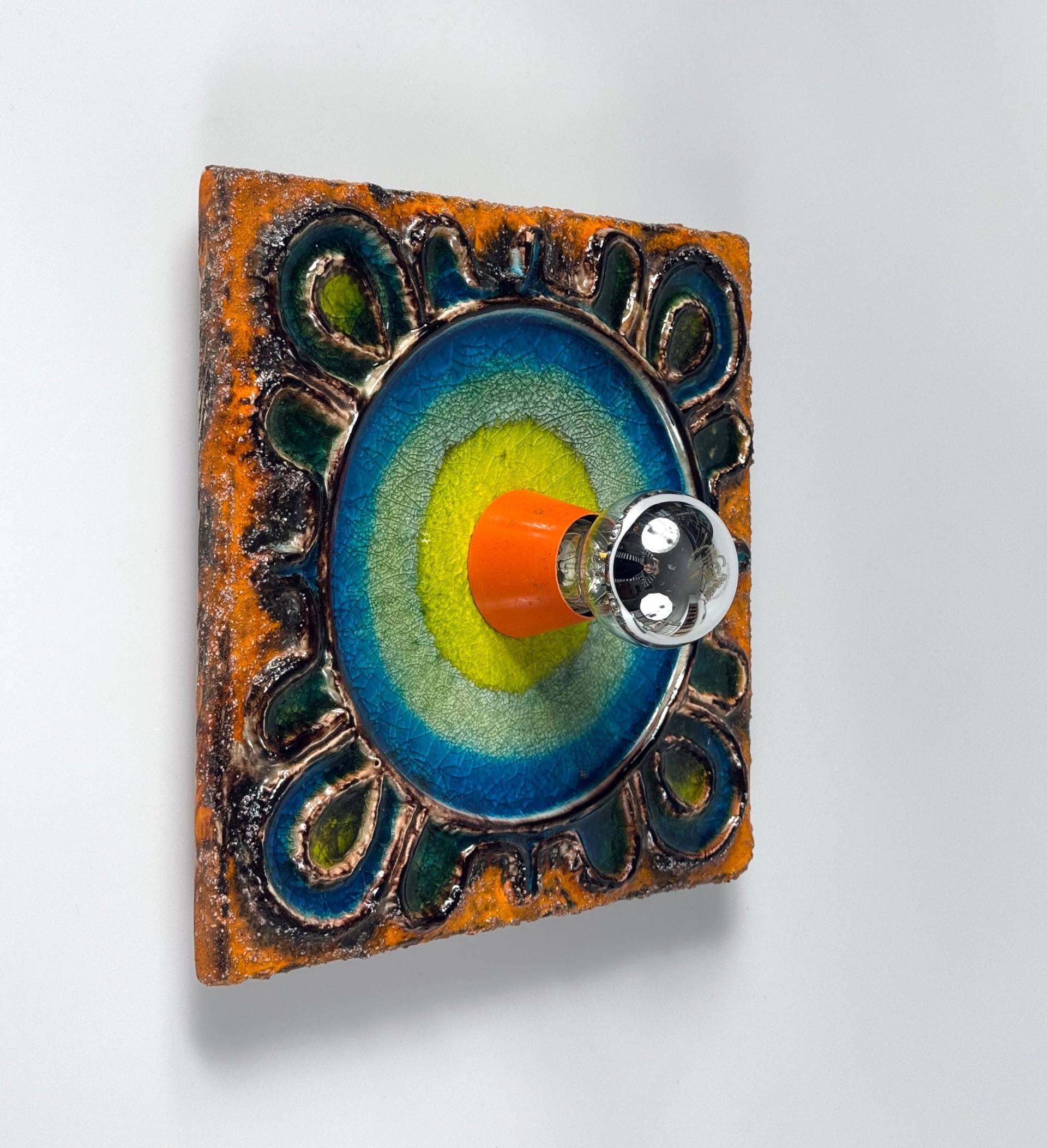 Kaiser Wandleuchte Fat Lava Lampe Keramik Craquelé 1960Er von mercatino900