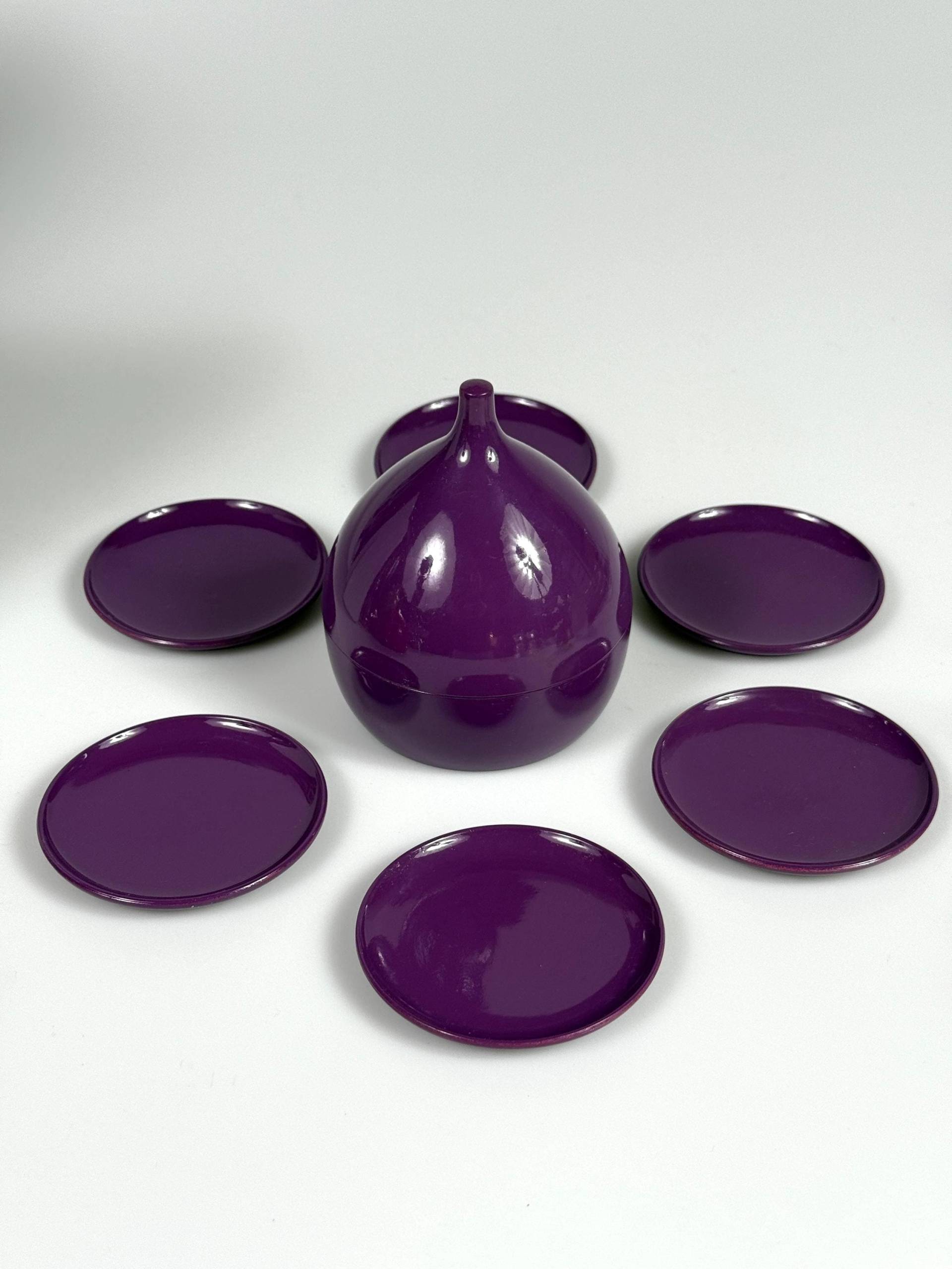 Laurids Lønborg Untersetzer Set Lila Danish Design Zwiebel 1970Er von mercatino900