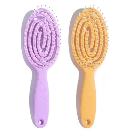 mercham Entwirrende Haarbürsten für Mädchen und Kinder, gebogene Belüftungsöffnungen und weiche Borsten, Haarbürste für nasses, trockenes, glattes, lockiges Haar, schmerzfreie Knotenentfernung (lila mercham Entwirrende Haarbürsten für Mädchen und Kinder, gebogene Belüftungsöffnungen und weiche Borsten, Haarbürste für nasses, trockenes, glattes, lockiges Haar, schmerzfreie Knotenentfernung (lila von mercham