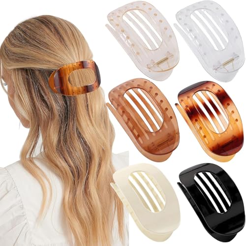 mercham Flache Haarklammern, rutschfest, flache Haarspange für Damen, französisches Design, gebogen, große Klauenklammer für dickes oder dünnes Haar, starker Halt, perfekt für den täglichen Stil, 6 mercham Flache Haarklammern, rutschfest, flache Haarspange für Damen, französisches Design, gebogen, große Klauenklammer für dickes oder dünnes Haar, starker Halt, perfekt für den täglichen Stil, 6 von mercham