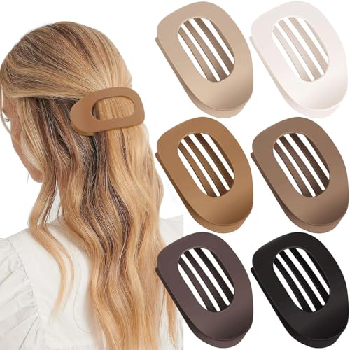 mercham Flache Haarspangen für Damen, elegantes französisches Design, gebogene Haarspange, starker Halt, rutschfeste Haarklammern für dickes oder dünnes Haar, mattes Finish, große flache Haarklammer von mercham