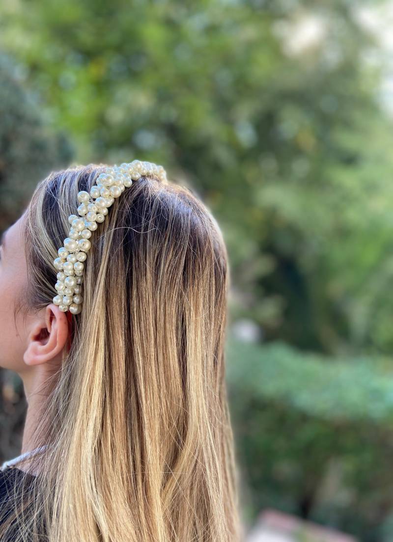 Handgefertigte Perlen Braut Tiara Kristall Hochzeit Kopfschmuck von merrietr