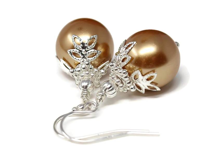 Weihnachtsbaumkugel Ohrringe, Urlaub Schmuck, Gold Perle, Weihnachtsgeschenke Für Mutter Von Tochter von merryalchemy