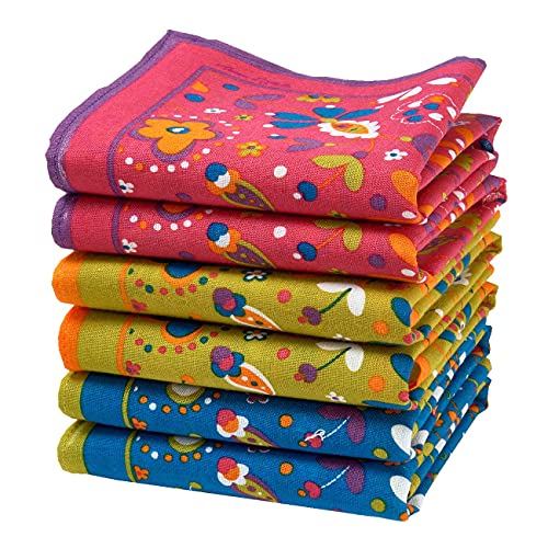 merrysquare - Feine Bedruckte Damentaschentücher - Mittelgroß 35cm x 35cm - 6 Stück - 100% Baumwolle - Sixties Modell merrysquare - Feine Bedruckte Damentaschentücher - Mittelgroß 35cm x 35cm - 6 Stück - 100% Baumwolle - Sixties Modell von merrysquare