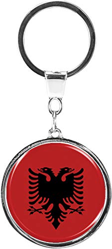metALUm | Schlüsselanhänger Rund Metall Flagge Albanien 6610067 von metALUm