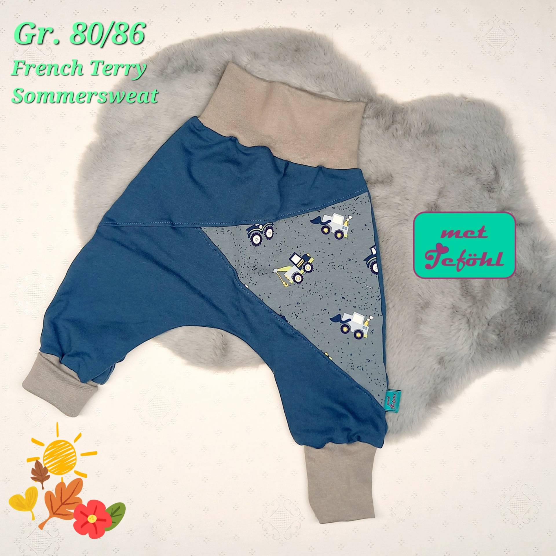 Pumphosen/Mitwachshosen Größe 80/86 Verschiedene Motive - Genderneutral Leichte Sommerhosen Kuschelige Herbst-/Winterhosen von metJefoehl