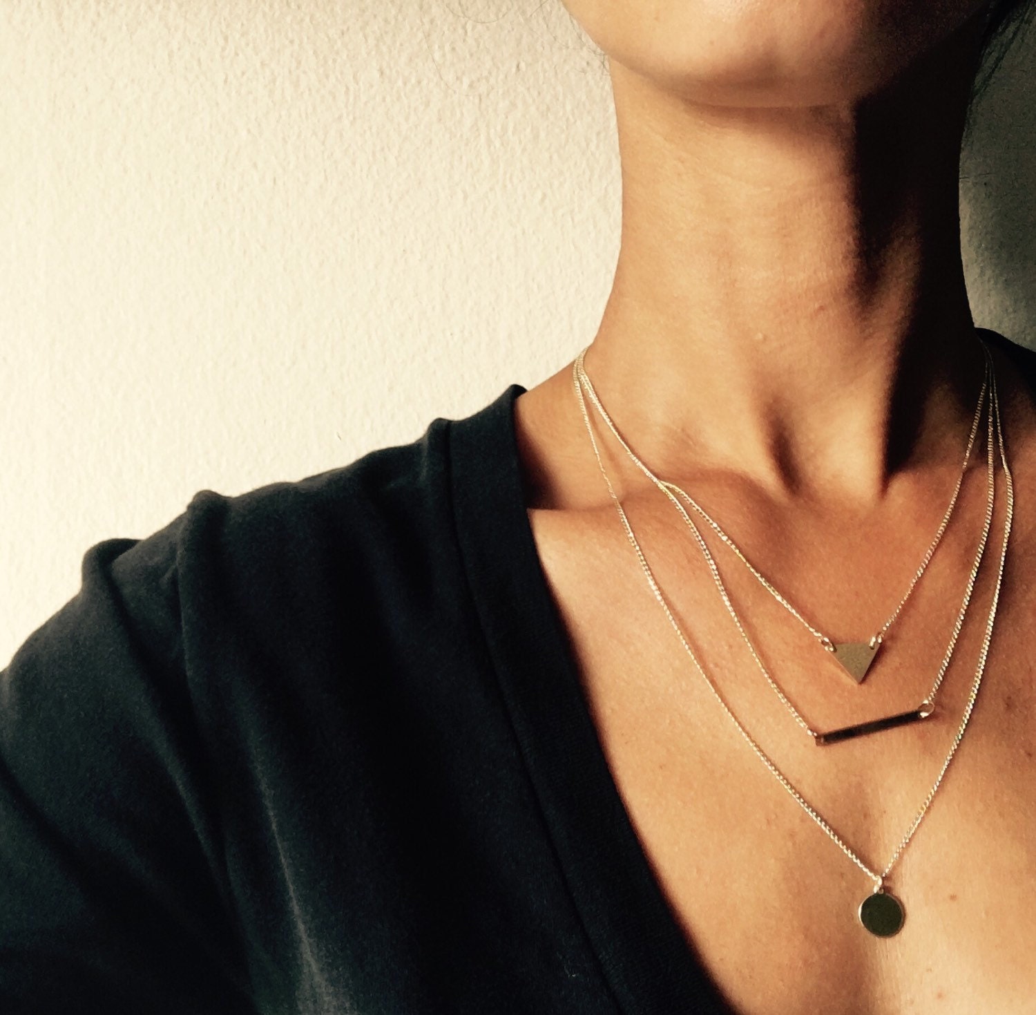 14/20 K Gf 3Er Set Lagenketten Goldscheibe Goldbarren Gold Dreieck von metalandivy