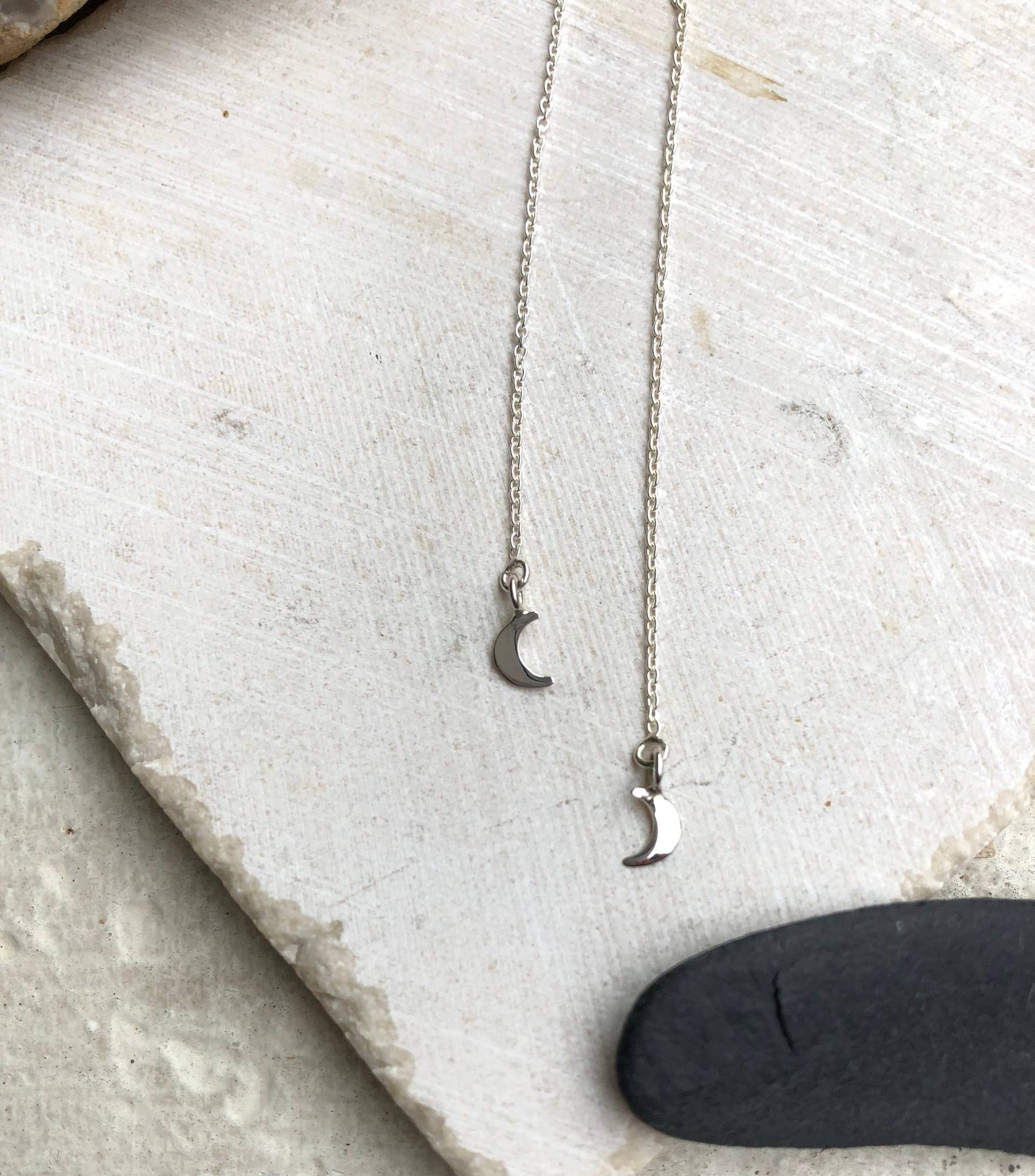 925 Silber Einfädler Ohrringe Set Mit Mond Cresen - Sterling von metalandivy