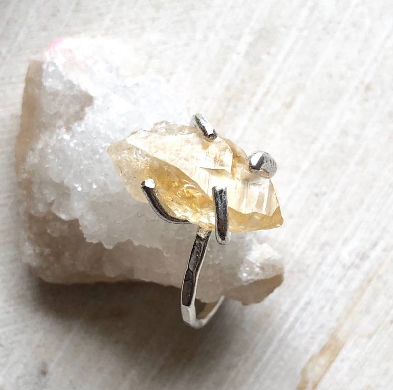Citrin Kristall Sterling Silber Ring - Heilstein Gelber Citrin Kristall Sterling Silber Ring - Heilstein Gelber von metalandivy