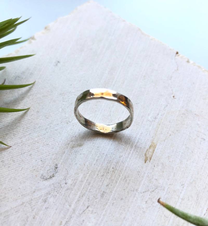 Dicker Sterling Silber/Rosegold Filled Rustikaler Ring - Rohring Zweifarbig Silber Größe 6, 5 Dicker Sterling Silber/Rosegold Filled Rustikaler Ring - Rohring Zweifarbig Silber Größe 6, 5 von metalandivy