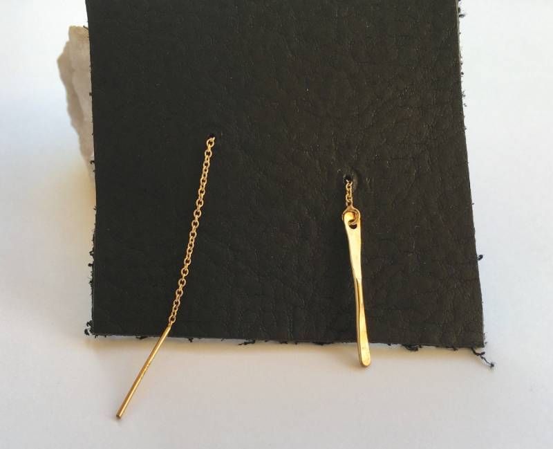 Einfädler Ohrringe - 14K Gf Gelbgold Hängeohrringe Gold Filled Zierliche Einfädler Ohrringe - 14K Gf Gelbgold Hängeohrringe Gold Filled Zierliche von metalandivy