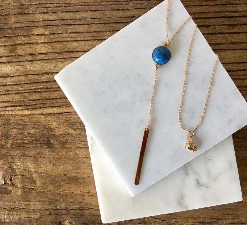 Lapis 14K Gf Y - Halskette Gold Minimalistisch Zierliche Blauen Stein Lapis 14K Gf Y - Halskette Gold Minimalistisch Zierliche Blauen Stein von metalandivy