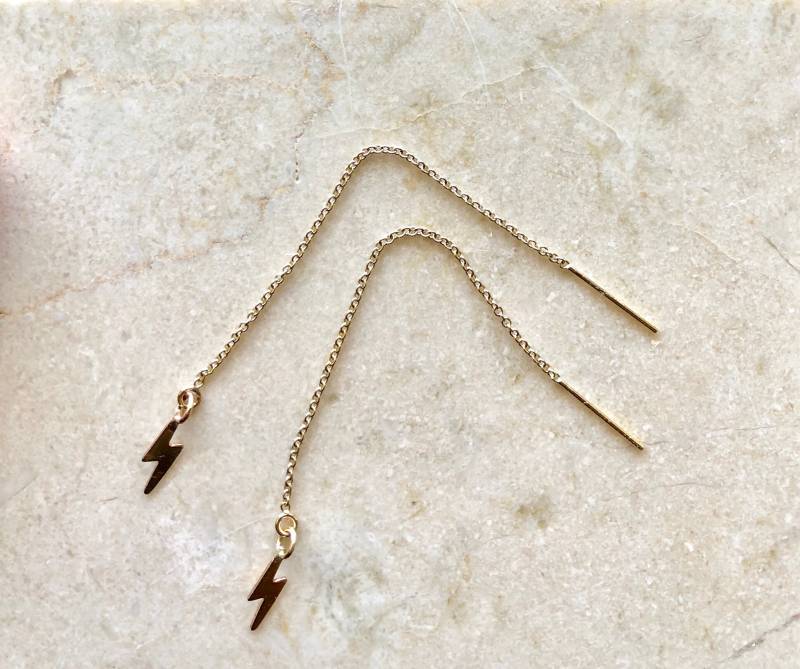 Lightning Bolt 14K Gf Einfädler Ohrringe - Gelbgold Blitze Hängeohrringe Lightning Bolt 14K Gf Einfädler Ohrringe - Gelbgold Blitze Hängeohrringe von metalandivy