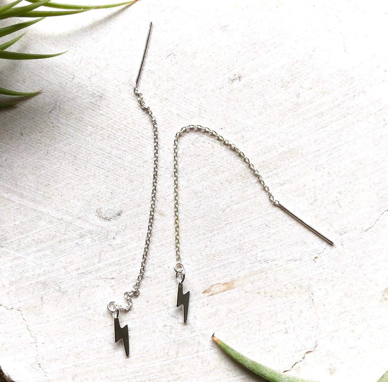 Lightning Bolt Sterling Silber Einfädler Ohrringe - Hängeohrringe von metalandivy