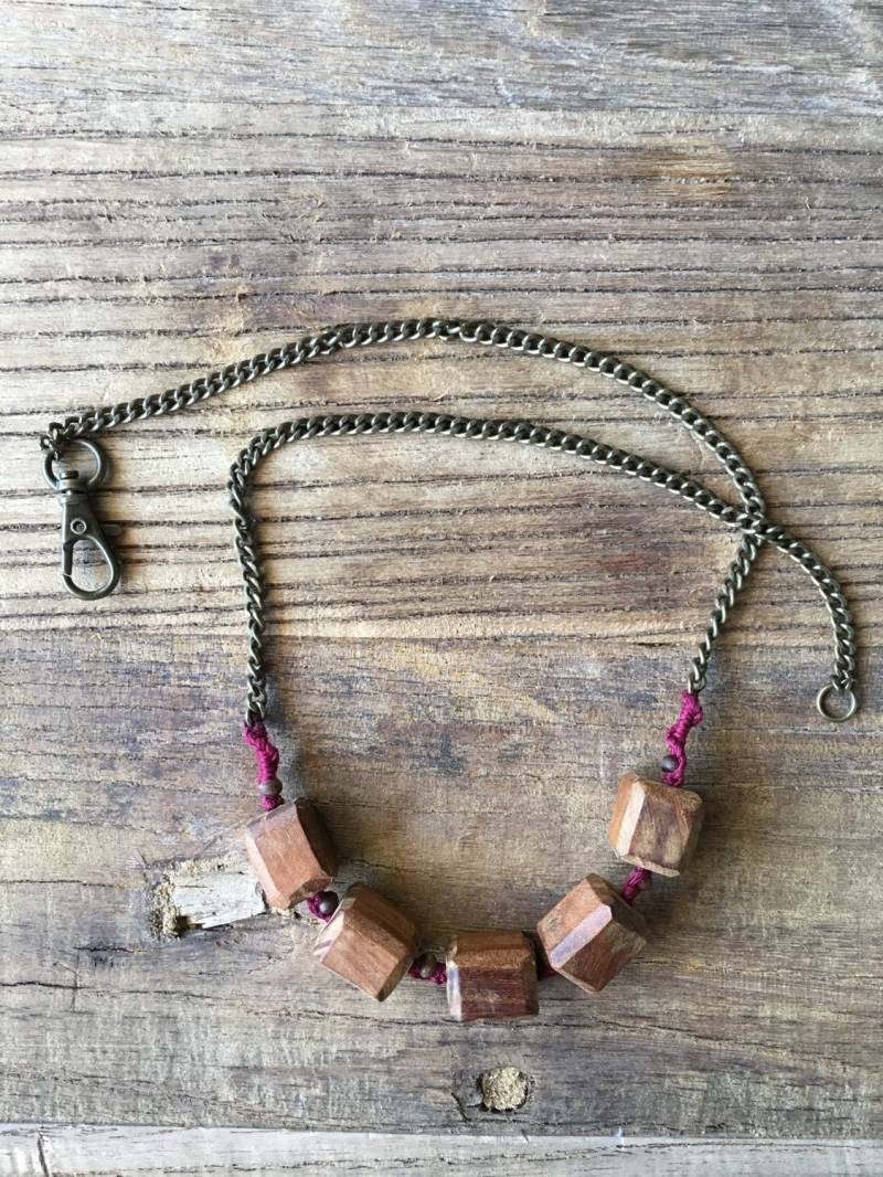 Olive Holz Bambus Schnur Halskette - Freundschaft Natur von metalandivy