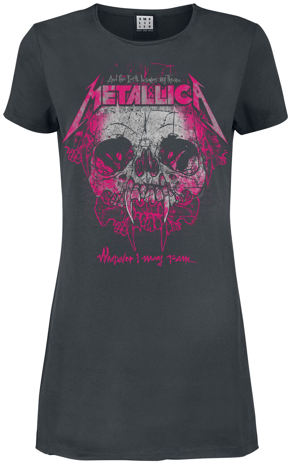 Metallica Kurzes Kleid - Amplified Collection - Wherever I May Roam Pink Ink - S bis XXL - für Damen - Größe XL - charcoal  - Lizenziertes von metallica