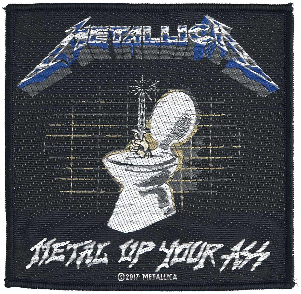 Metallica Metal Up Your Ass Patch schwarz weiß blau von metallica