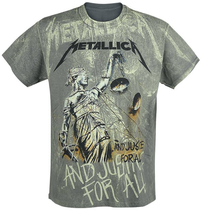 Metallica T-Shirt - ... And Justice For All - Neon Backdrop - S bis XXL - für Männer - Größe L - charcoal  - Lizenziertes Merchandise! von metallica