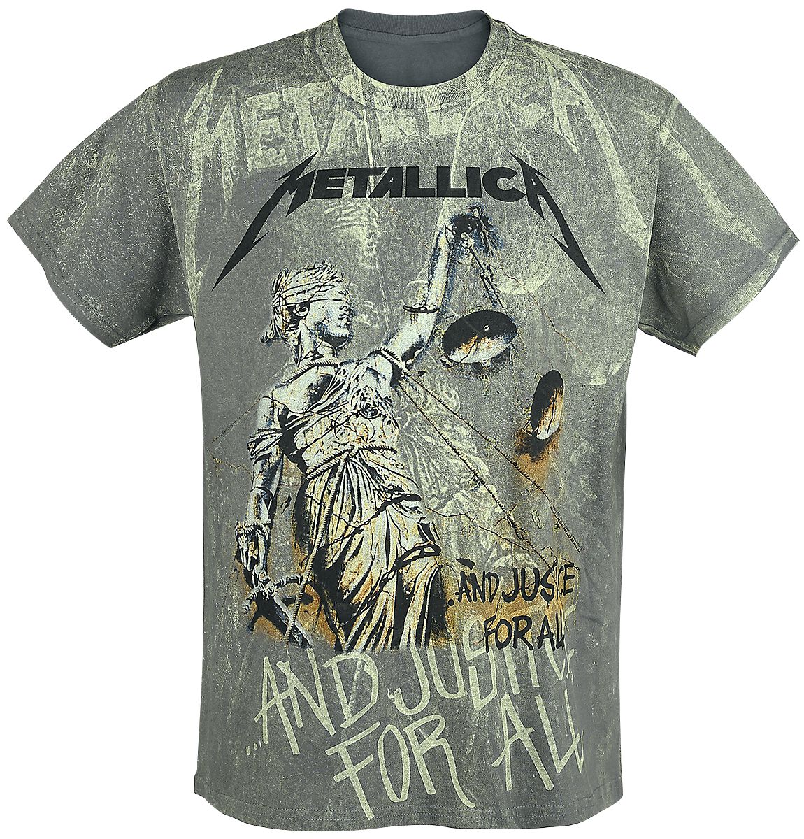 Metallica T-Shirt - ... And Justice For All - Neon Backdrop - S bis XXL - für Männer - Größe M - charcoal  - Lizenziertes Merchandise! von metallica