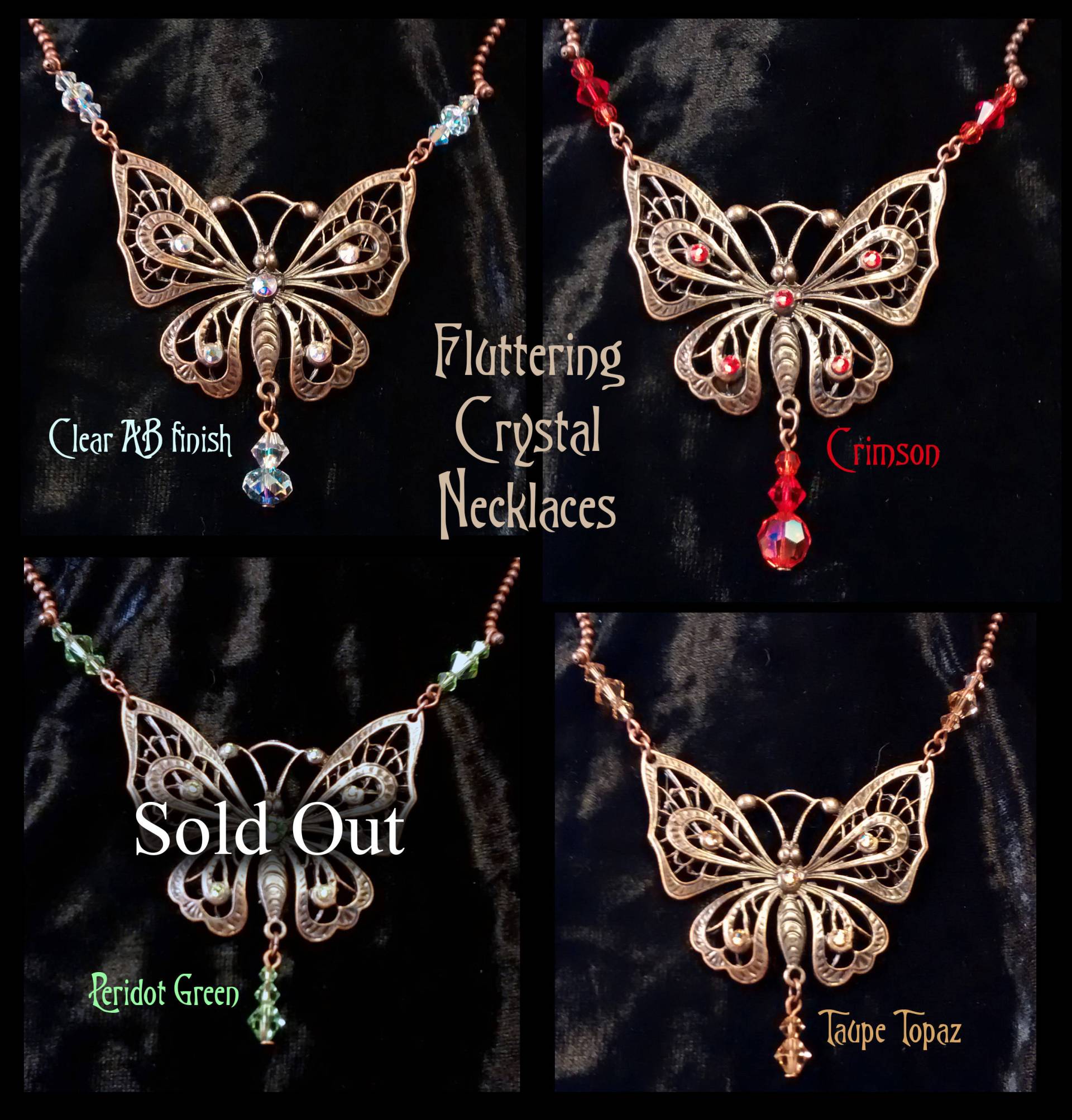 Flatternden Kristall Schmetterling-Halsketten Flatternden Kristall Schmetterling-Halsketten von metallicvisions