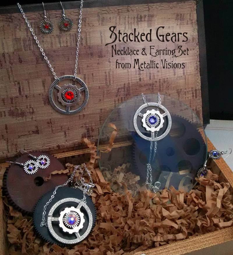 Gestapelte Zahnräder Casual Steampunk Schmuck Set Gestapelte Zahnräder Casual Steampunk Schmuck Set von metallicvisions