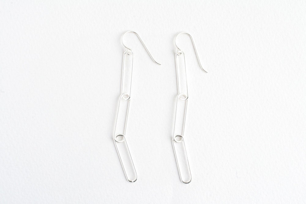Silber, Kette Ohrringe, Verknüpfung Ohrringe Sterling von metalmade