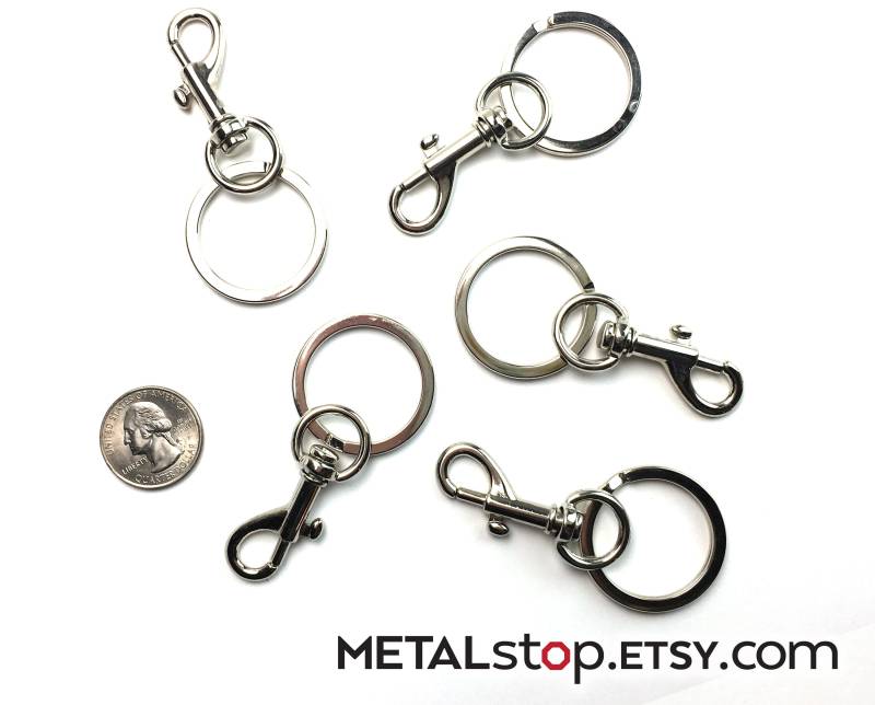 10 Kleine Swivel Silber Ton Hummer Verschluss Schlüsselanhänger-Clip Mit Frühling Spangen Und Wunderschöne Stark Glänzender Stahl Vernickelt von metalstop