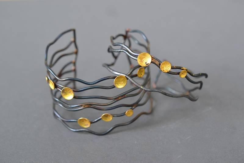 stahl Und Gold Pool Lineares Armband - Bio Armband von metamorph