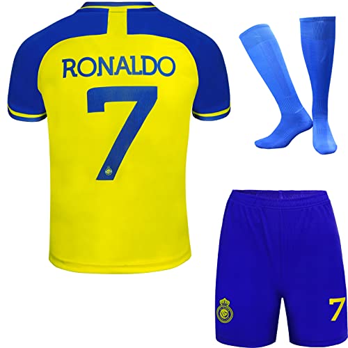 metekoc NASSR Riyadh Al Heim Ronaldo #7 Football Fußball Kinder Trikot Shorts Socken Jugendgrößen (Heim,30) von metekoc