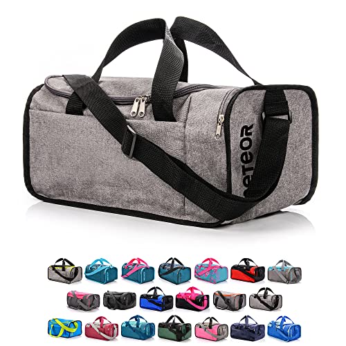 Meteor Sporttasche Kinder 20-40L Gym Tasche Herren schwimmtasche Reisetasche Urlaubstasche klein Fitnesstasche Damen Riementasche Kindertaschen Schule-Taschen turntasche Jungen, grau Melange/schwarz von meteor