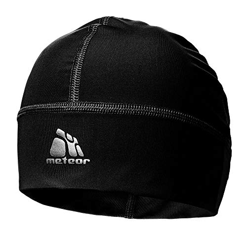 meteor Mütze unter Helm Jagd-Kappen für Herren Shadow Mütze mit Silberionen Kinder Winddicht Skull Cap Mütze Fahrrad Helm Kopfbedeckung Laufen Ski-Fahren Snowboard Joggen Damen Unterziermütze Schwarz von meteor