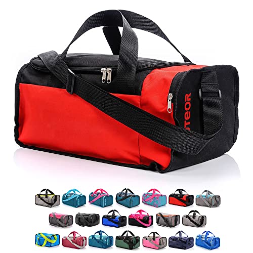 meteor Sporttasche Kinder 20-40L Gym Tasche Herren schwimmtasche Reisetasche Urlaubstasche klein Fitnesstasche Damen Riementasche Kindertaschen Schule-Taschen turntasche Jungen (20 L, Rot/Schwarz) von meteor