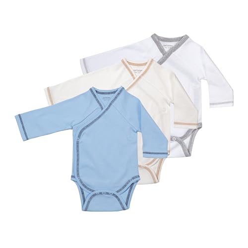 metistex Jungen Baby Body Langarm 3-6 Monate 3er Pack, Baby Wickelbody aus 100% Baumwoll mit Druckknöpfen von METİSTEX