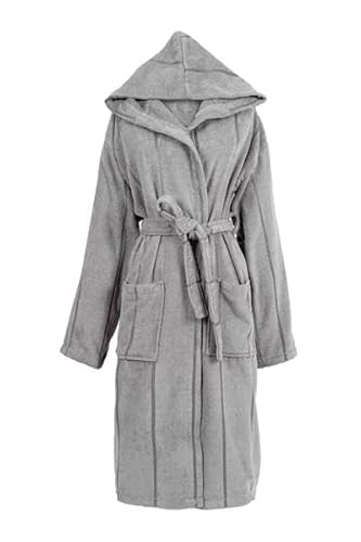 metistex Unisex Bademantel M Frottee mit Kapuze für Herren und Damen, 100% Baumwolle, Morgenmantel mit Öko-Tex Standard, Grau von metistex