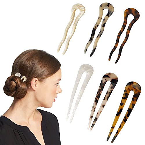 6 Stück U-förmige Haarnadeln im französischen Stil, Hochsteckfrisur, Haarnadeln, gewellt, Chignon-Pins, Haarschmuck für Frauen und Mädchen von metulip